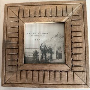 Magnolia Home Joanna Gaines 4x4 Wood Carved Picture Frame NEW Farmhouse Decor